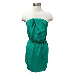 Alice & Trixie 100% Silk Strapless Mini Dress Womens S Kelly Green Preppy Party
